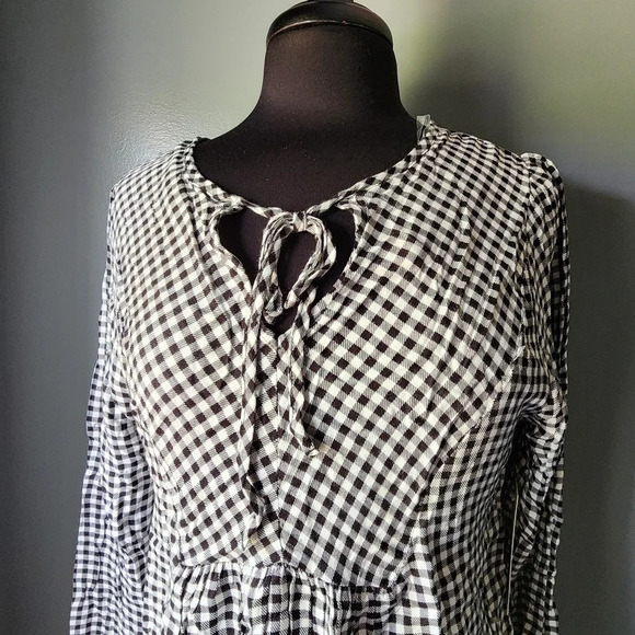 *NWT* Three Dots Mason Plaid Long Sleeve Blouse - Picture 3 of 5